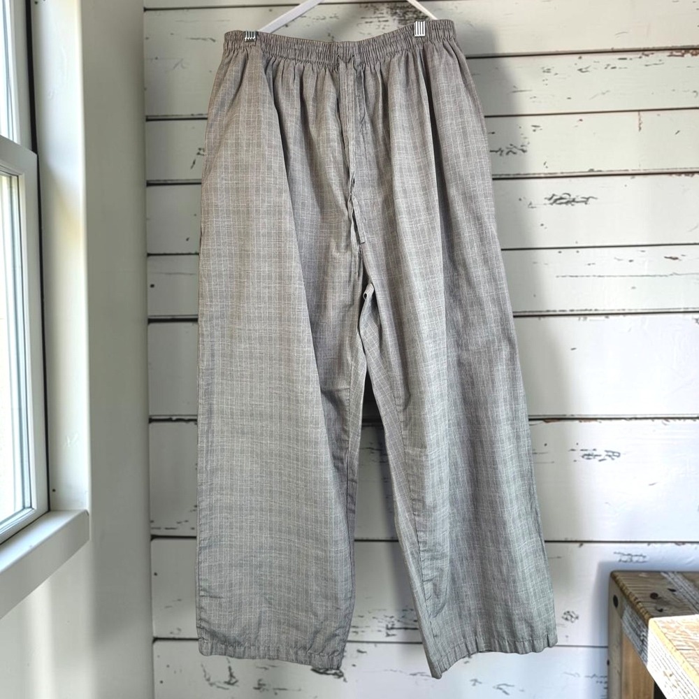 Plaid Lounge Pants Andrew Scott XL Grey Cotton Blend Elastic Waist Drawstring